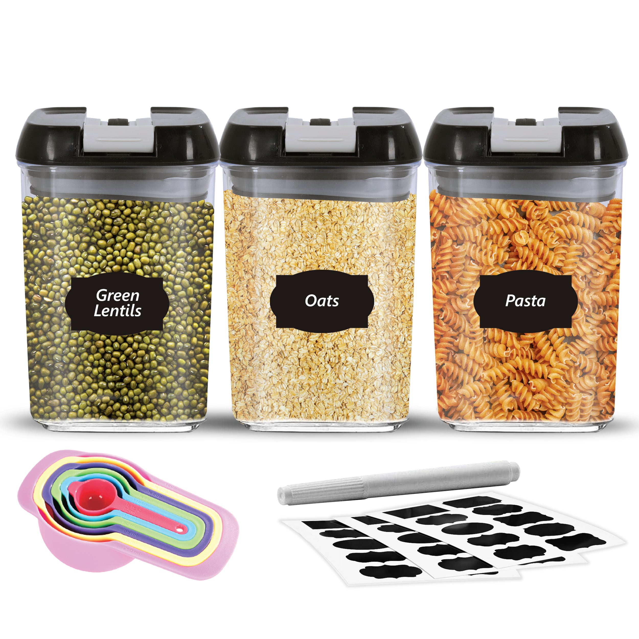 Food Storage Containers Set Plastic Kitchen Jars Clip Airtight Lids Locking