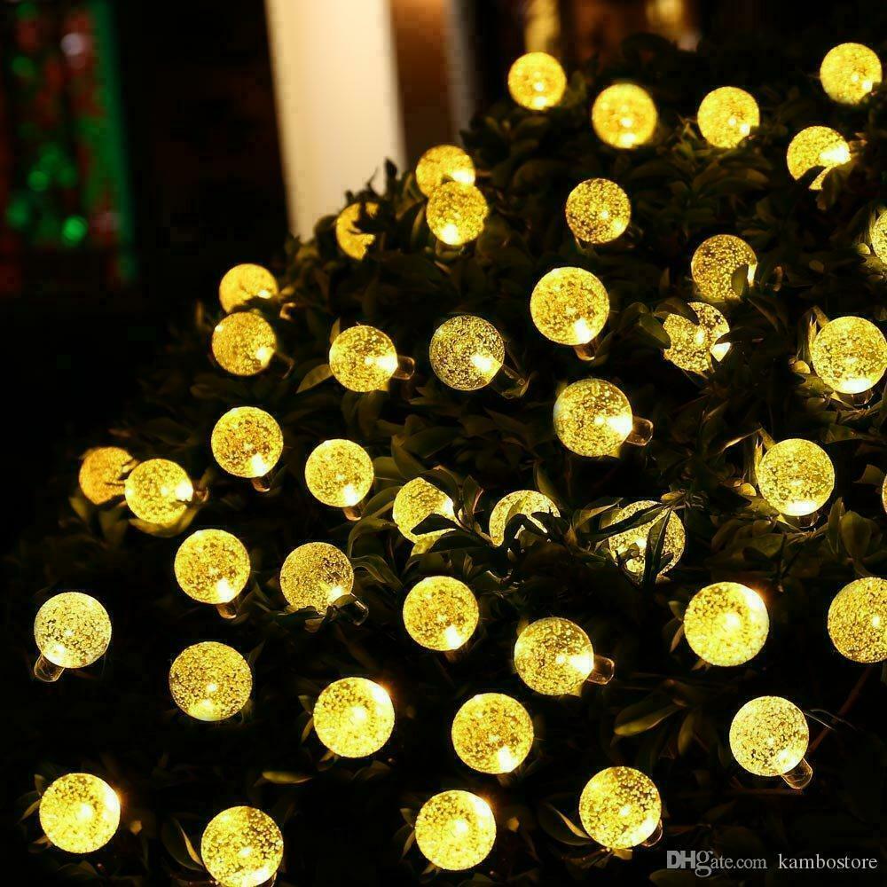 30/50 LED Solar Powered Garden Party Fairy String Crystal Ball Lights Outdoor UK