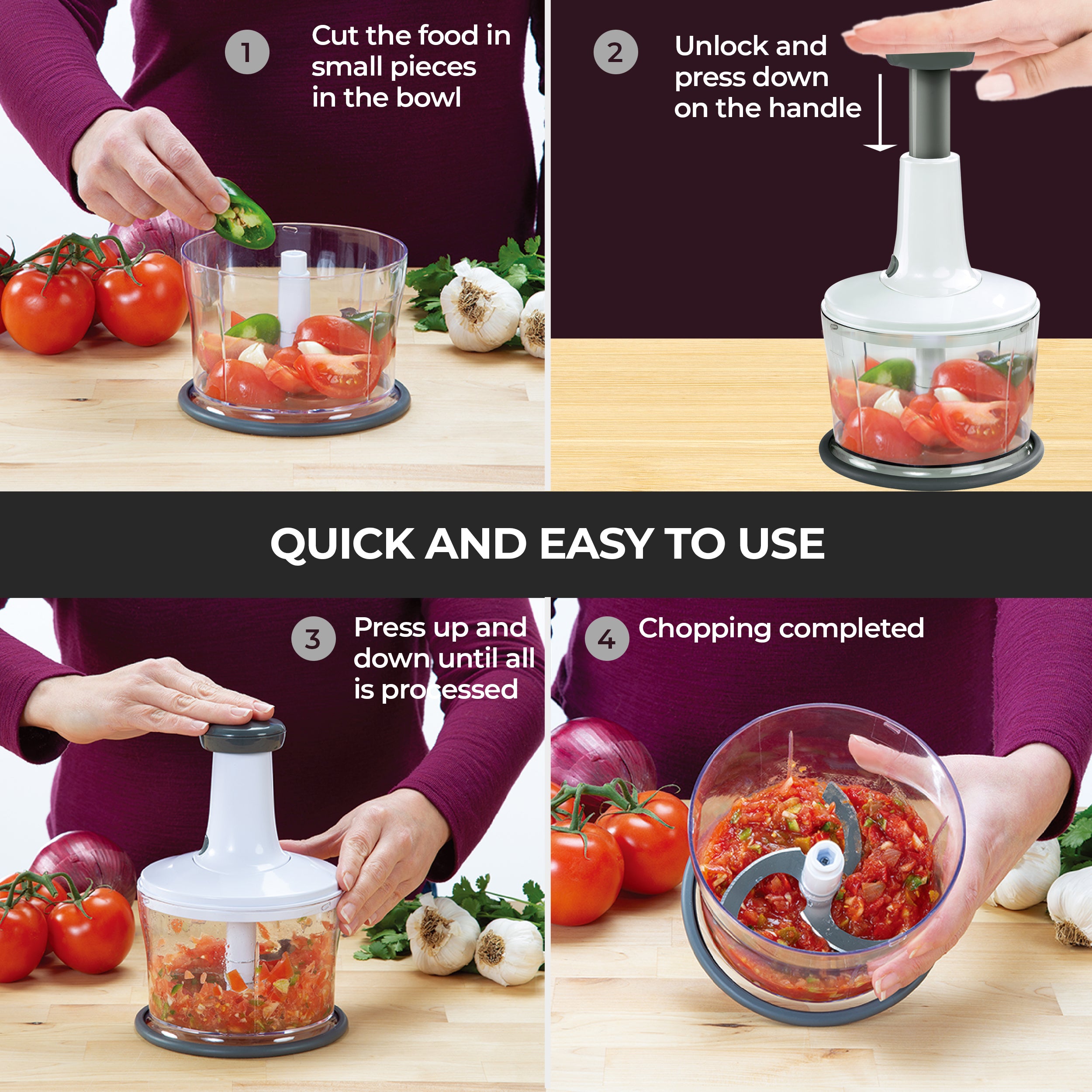 Pull String Hand Press Chopper Manual Food Processor To Slice Vegetables Onions