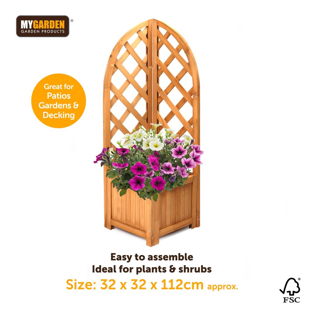 Wooden Corner Lattice Planter Trellis Flower Plant Climbing Support Box Garden