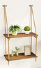Solid Natural Wood Floating Shelves Rustic Wooden Hanging Rope Wall Shelf