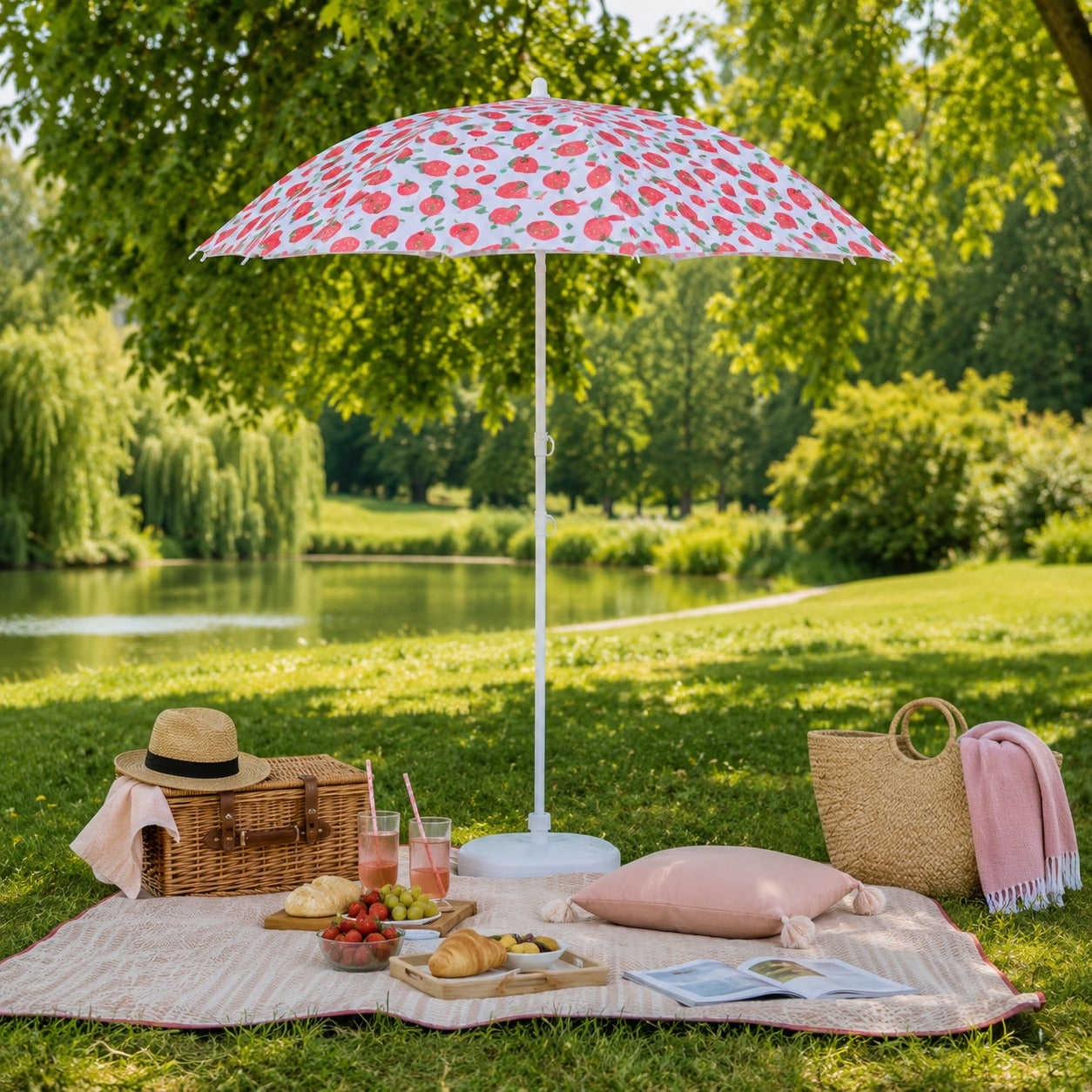 1.8m Garden Parasol Umbrella with Tilt Function Outdoor Patio Sun Shade Canopy