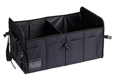 Black+Decker Car Boot Organiser Collapsible Foldable Tidy Storage Trunk 2Section