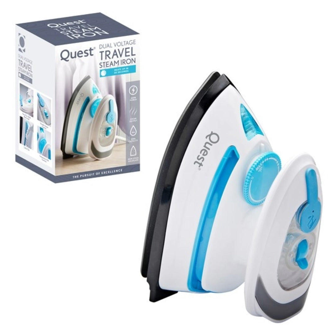 Quest Mini Travel Iron Steam Travel Iron Temperature Control 408W NonStick Plate