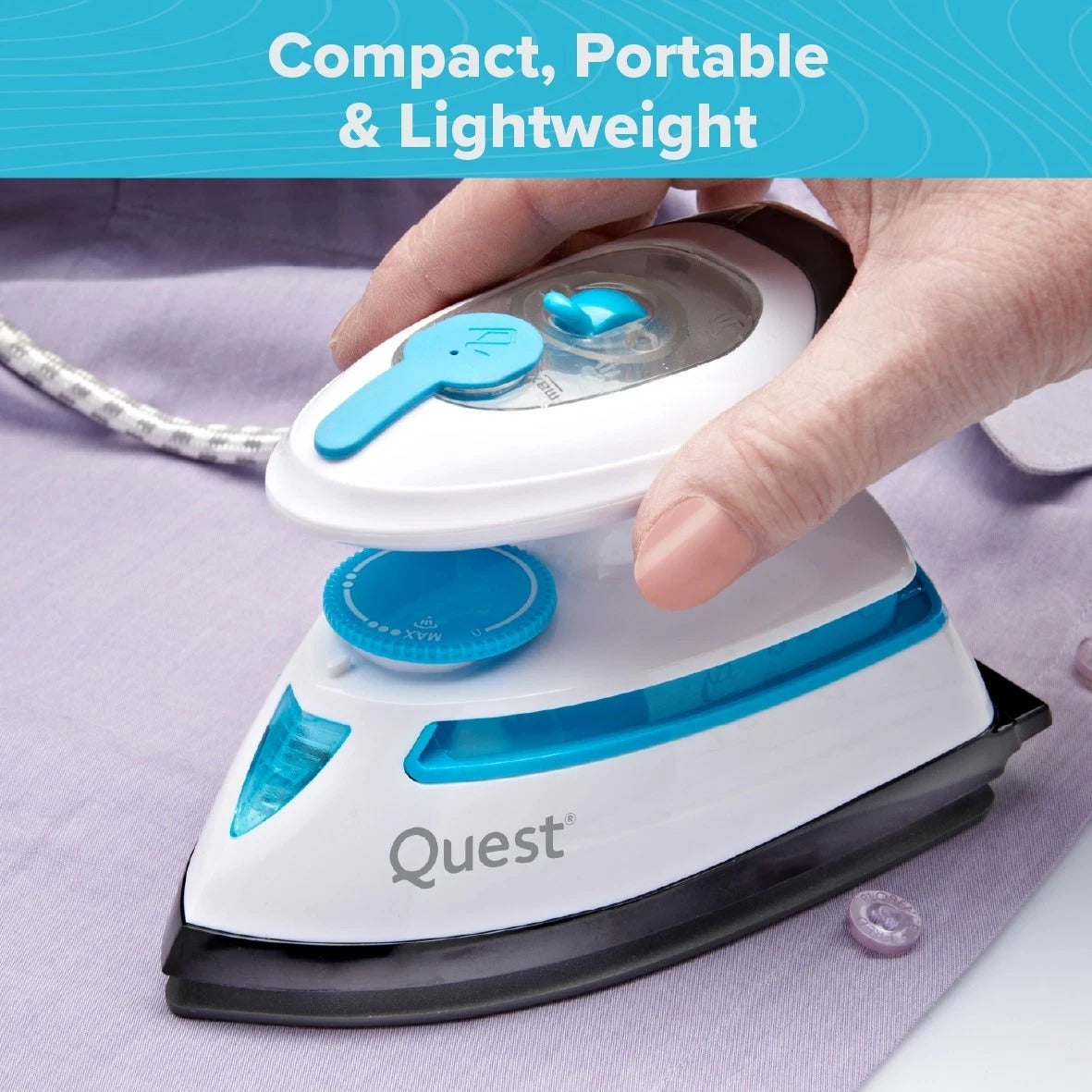 Quest Mini Travel Iron Steam Travel Iron Temperature Control 408W NonStick Plate