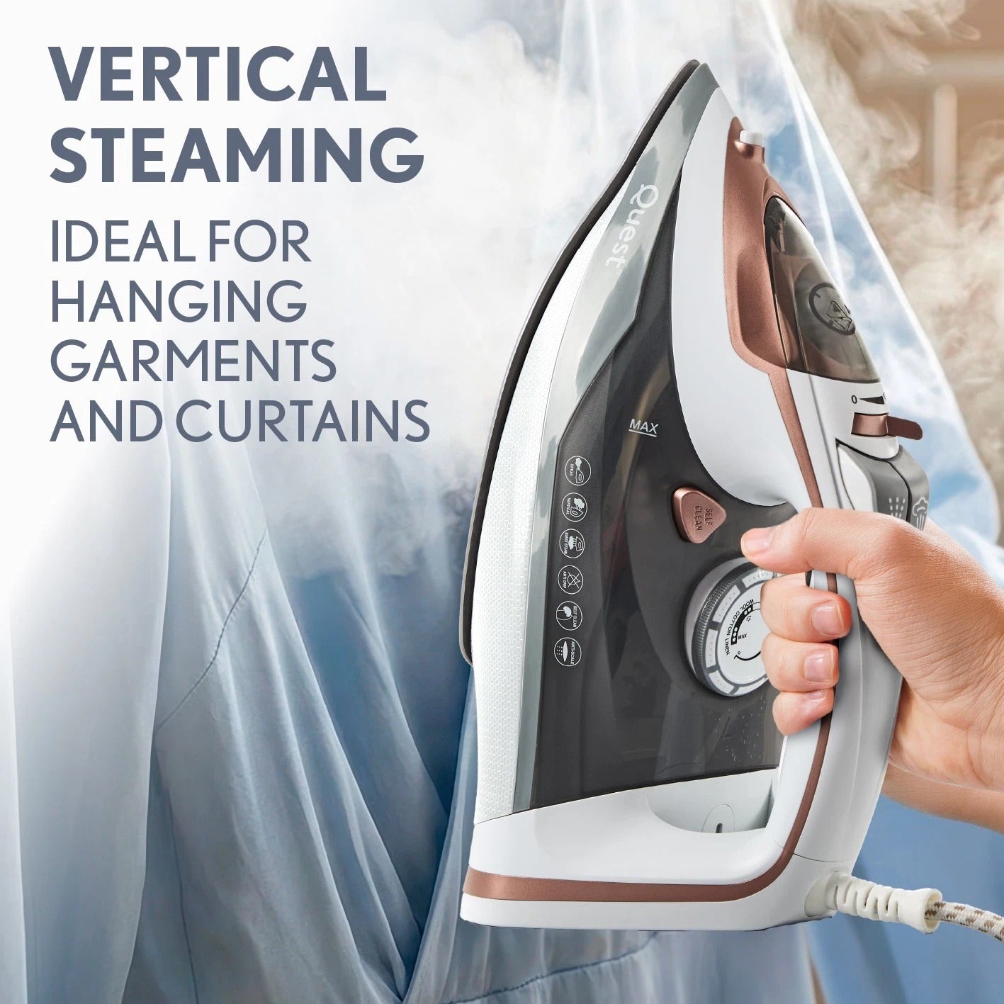 Quest 3000W Ceramic Steam Iron Steam Boost Vertical Steam Ceramic Soleplate