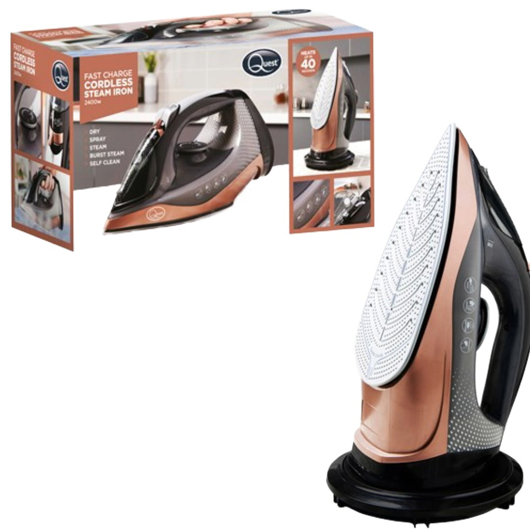 2400W Cordless Steam Iron Ceramic Soleplate Self-Cleaning Anti-Drip Design Tank