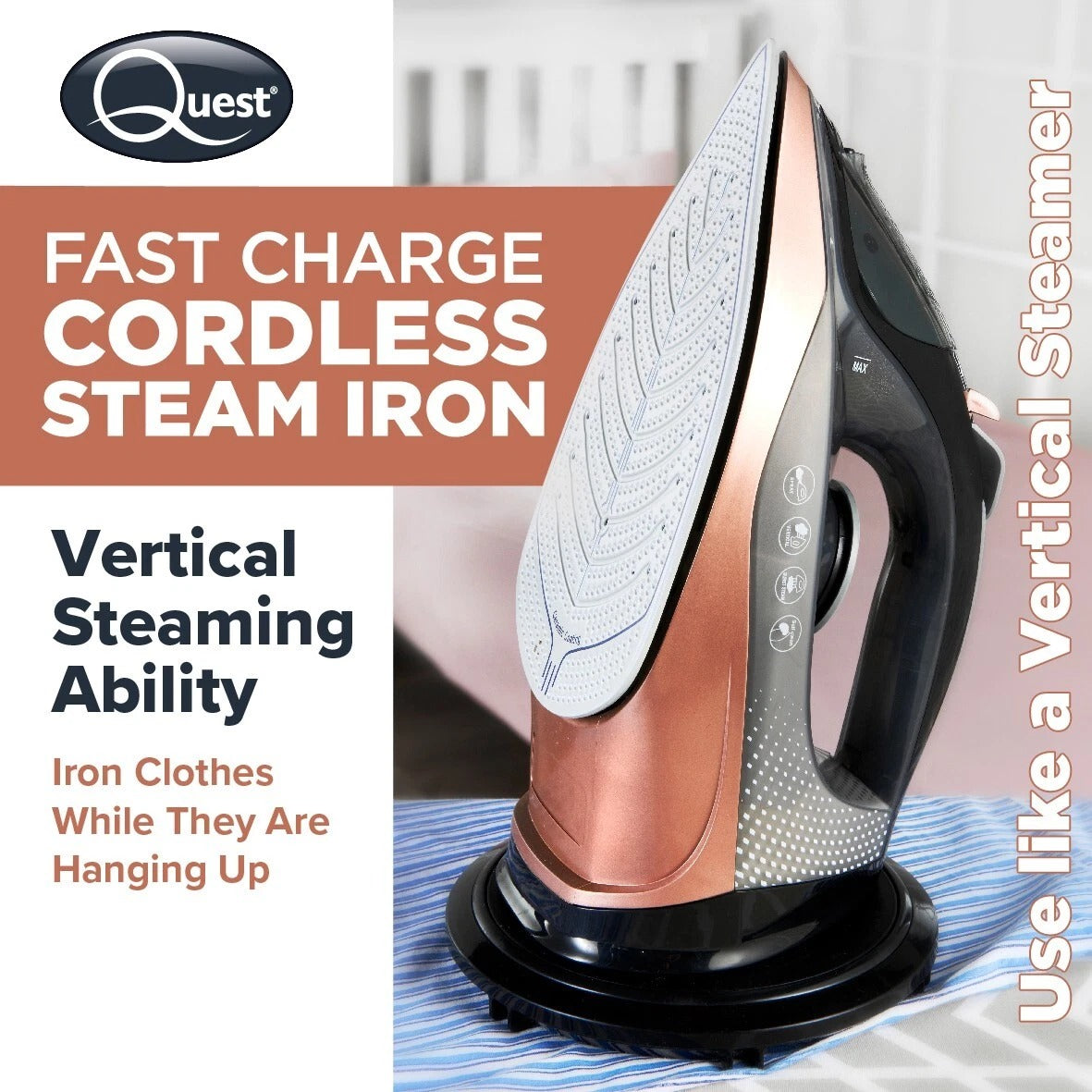 2400W Cordless Steam Iron Ceramic Soleplate Self-Cleaning Anti-Drip Design Tank