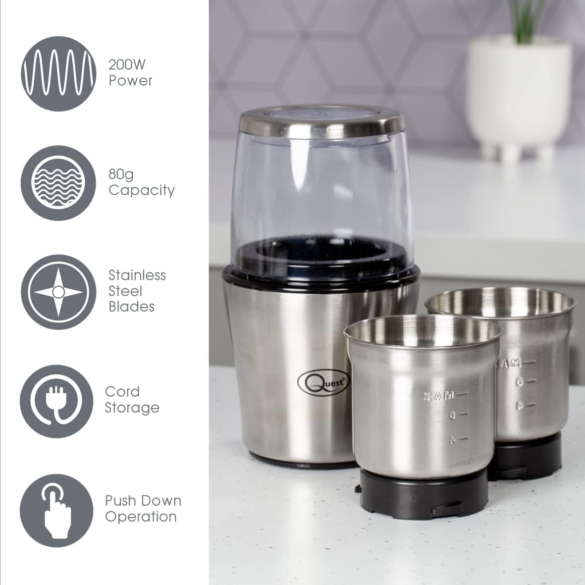 200W Wet And Dry Coffee Grinder Nut And Spice Grinder In Stainless Steel Quest