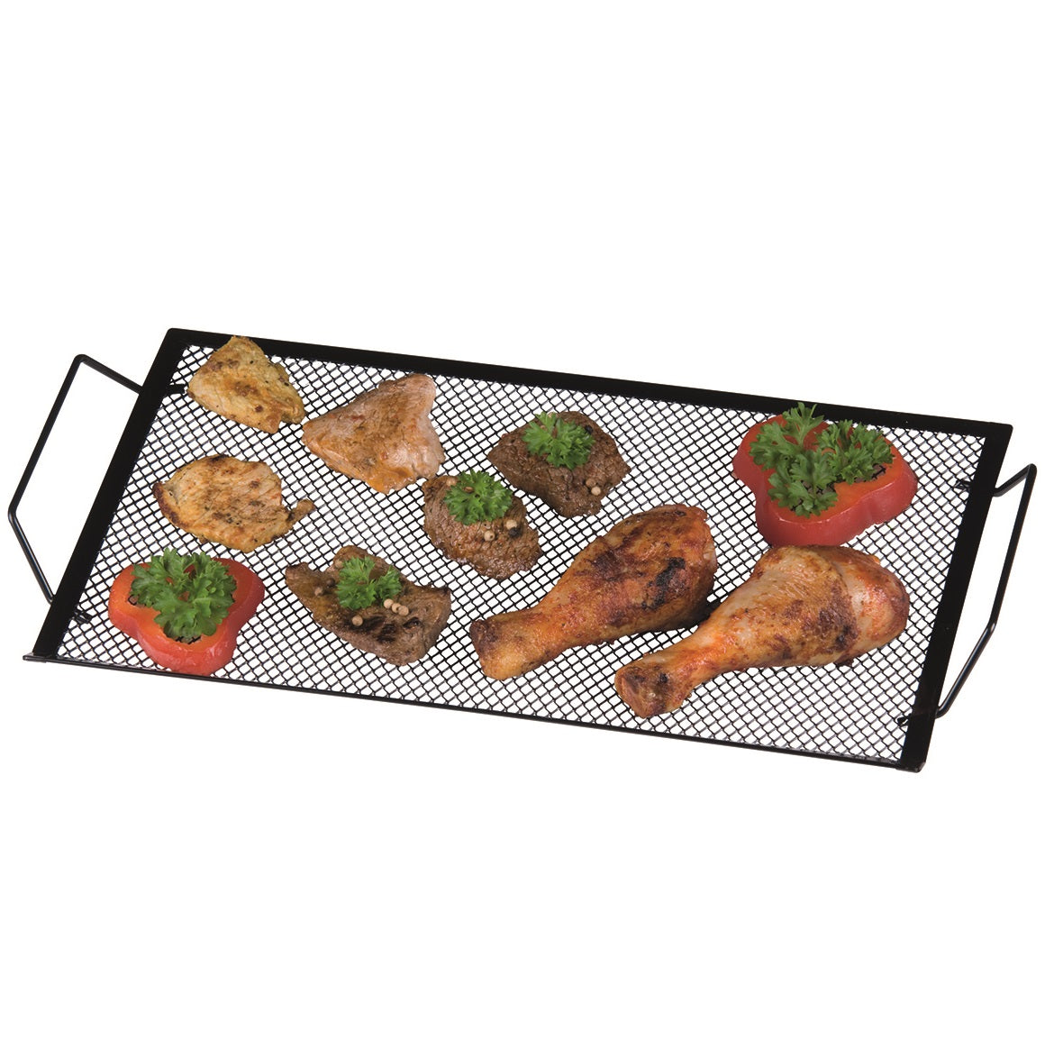 2x Large BBQ Barbecue Tray Rack Frying Grill Grid Party Kitchen Catering Metal