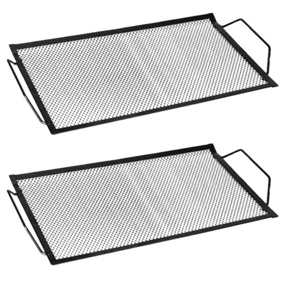 2x Large BBQ Barbecue Tray Rack Frying Grill Grid Party Kitchen Catering Metal