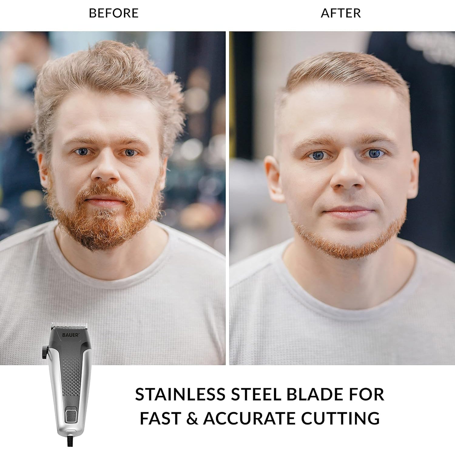 Bauer Professional Hair Clipper Grooming Kit for Men High Precision Travel Bag