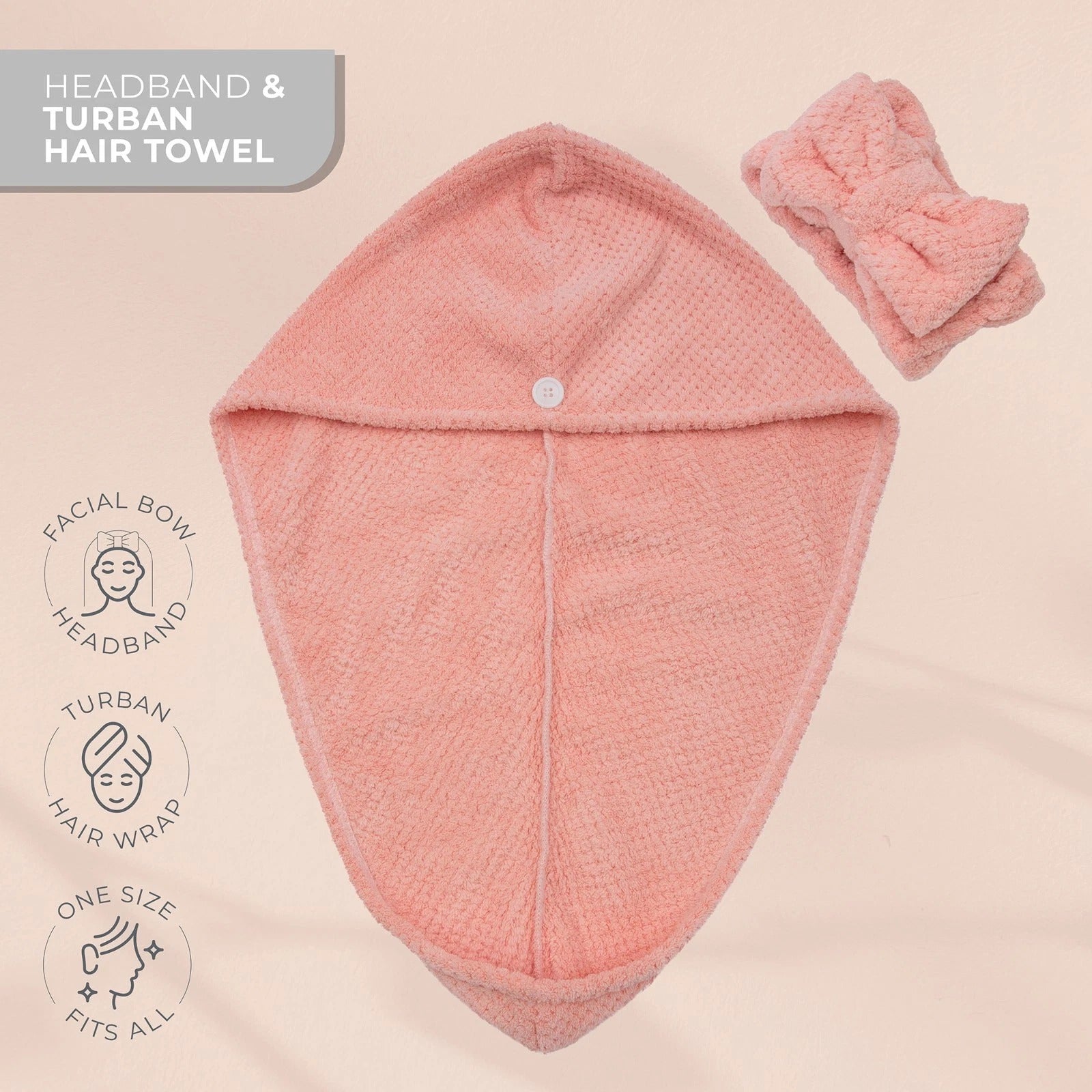 Bauer Headband Wrist Wash Band Turban Towel Soft Skincare Set Makeup Cleansing