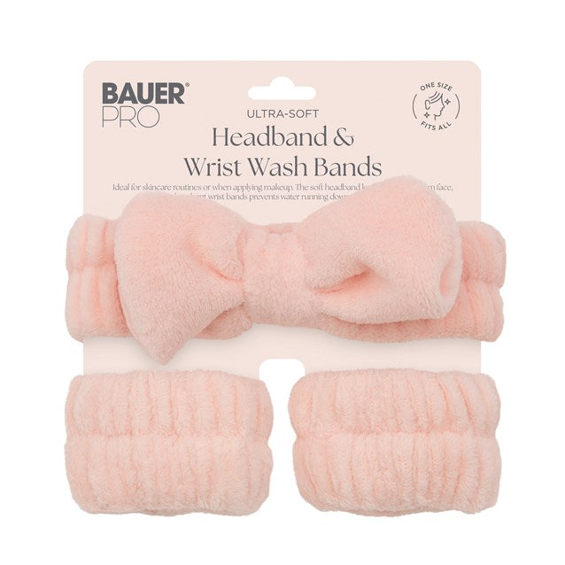 Bauer Headband Wrist Wash Band Turban Towel Soft Skincare Set Makeup Cleansing