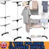 Folding 3 Tier Clothes Airer Horse Drying Rack Stand Laundry Washing Drier Line