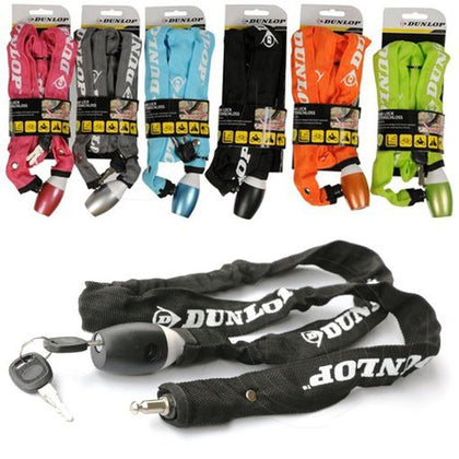 DUNLOP Bike Chain Lock Bicycle Motorcycle Scooter Antitheft 120cm + 2 Keys