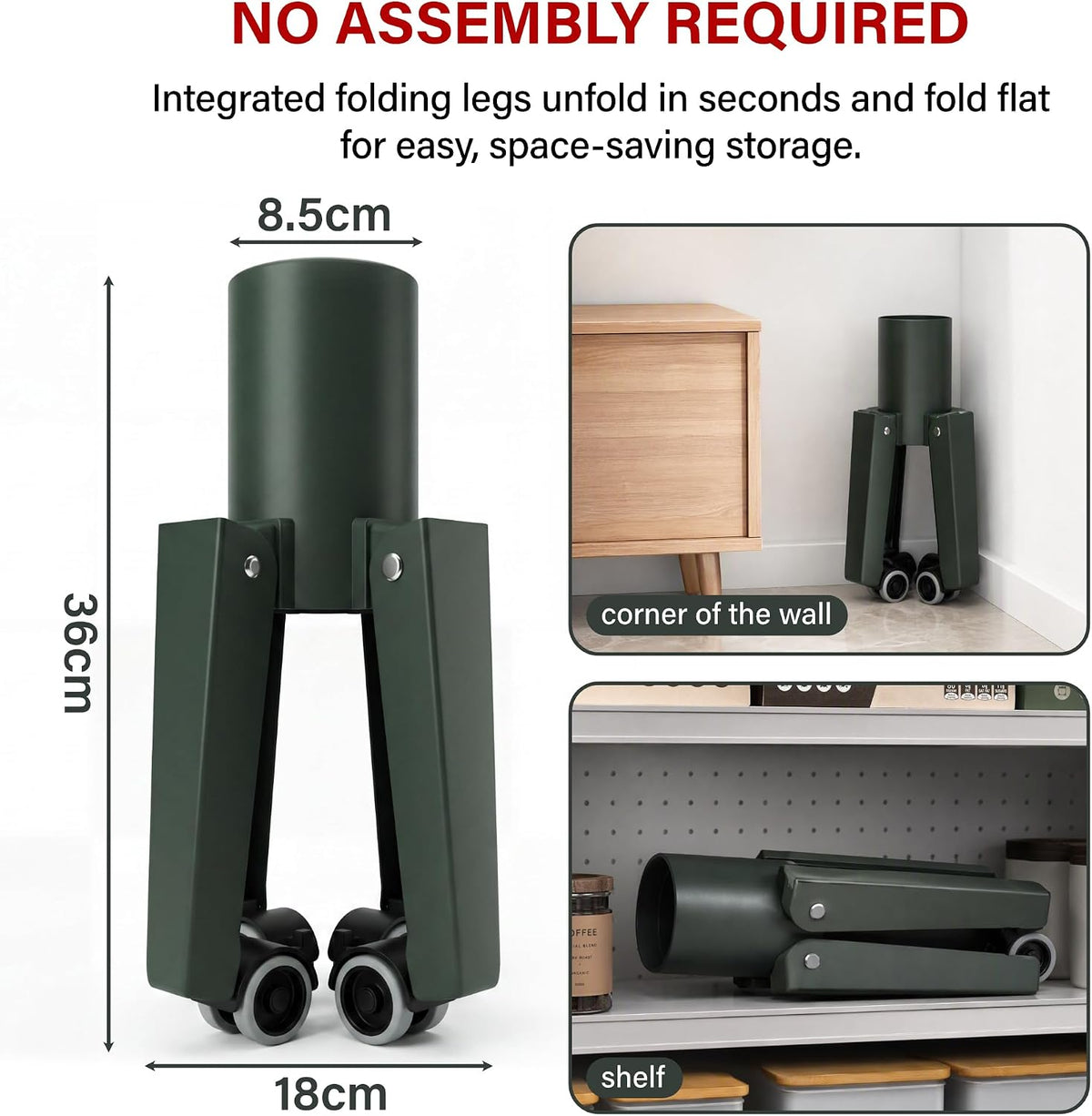 Heavy Duty Folding Christmas Tree Stand 4 Leg Steel Base with 360° Locking Wheel