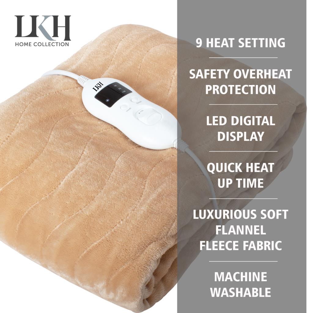 Electric Heated Throw Over Blanket Soft Shaggy Fleece 9 Heat Settings 160x130