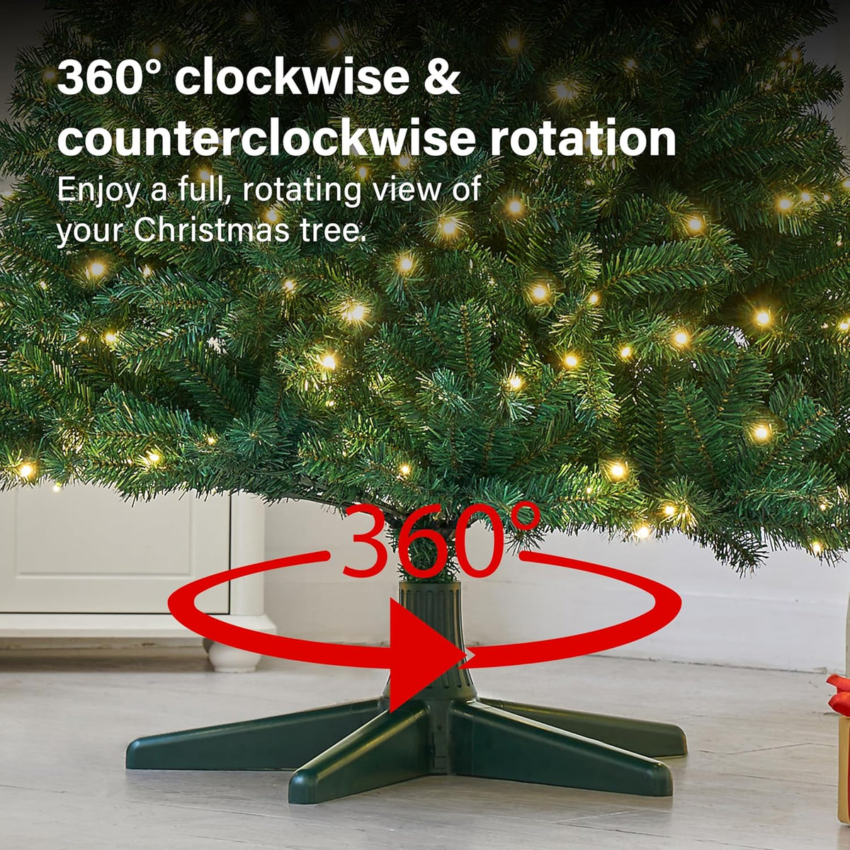 360° Rotating Christmas Tree Stand Revolving Artificial Christmas Base Holder