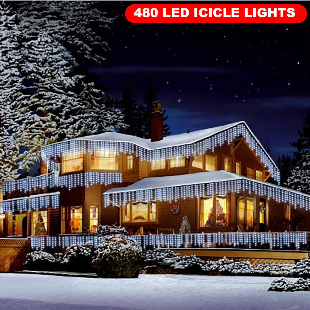 Christmas Xmas Bright LED Snowing Icicle Lights Indoor Outdoor House Tree White