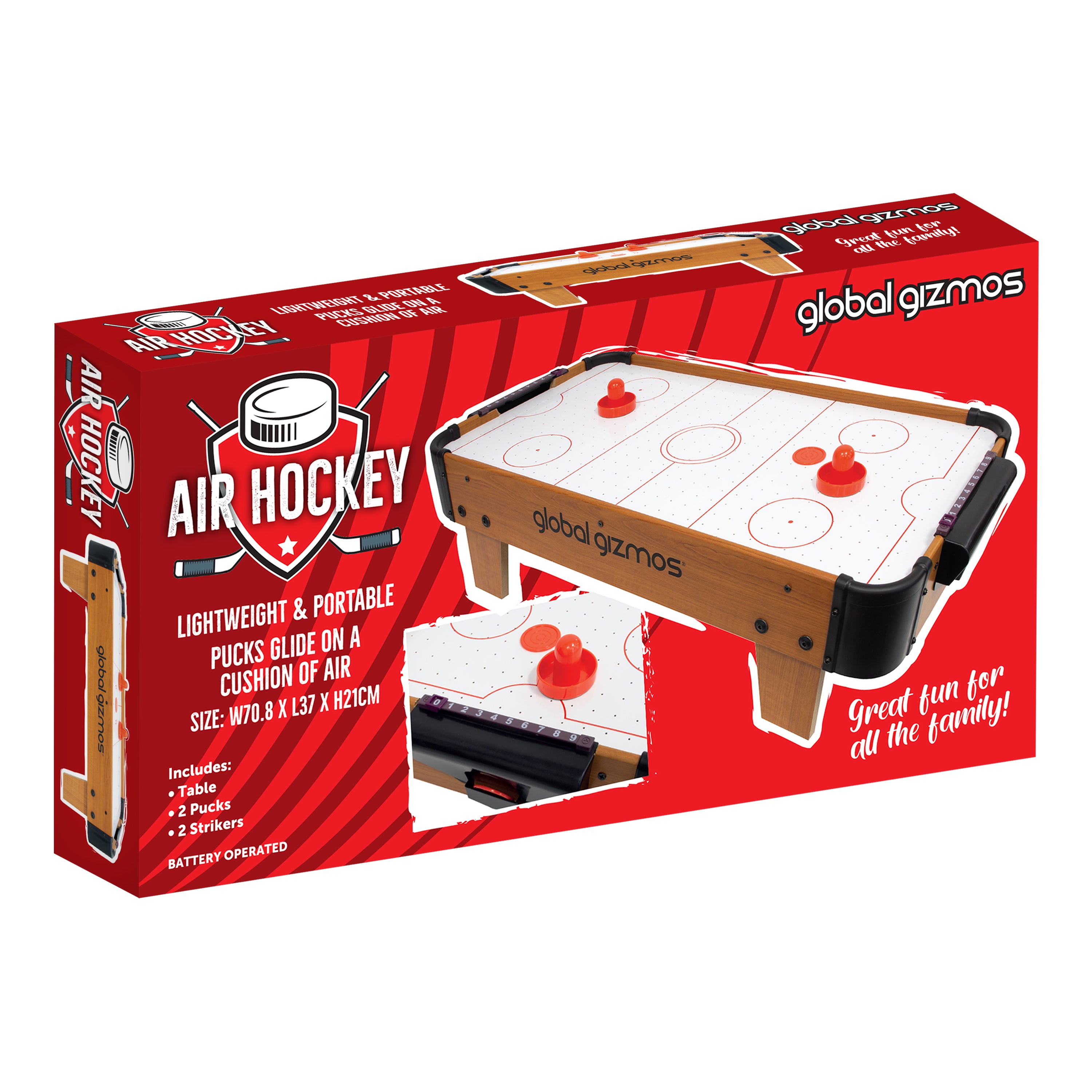 Deluxe Big Table Top Air Hockey Game Portable Desktop Battery Operated Gift