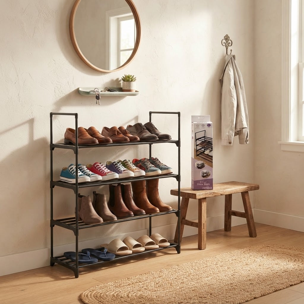 4 & 10 Tier Shoe Rack Organiser Heavy Duty Metal Frame Multi Shelf Storage Stand