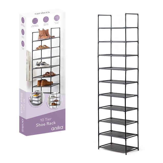 4 & 10 Tier Shoe Rack Organiser Heavy Duty Metal Frame Multi Shelf Storage Stand