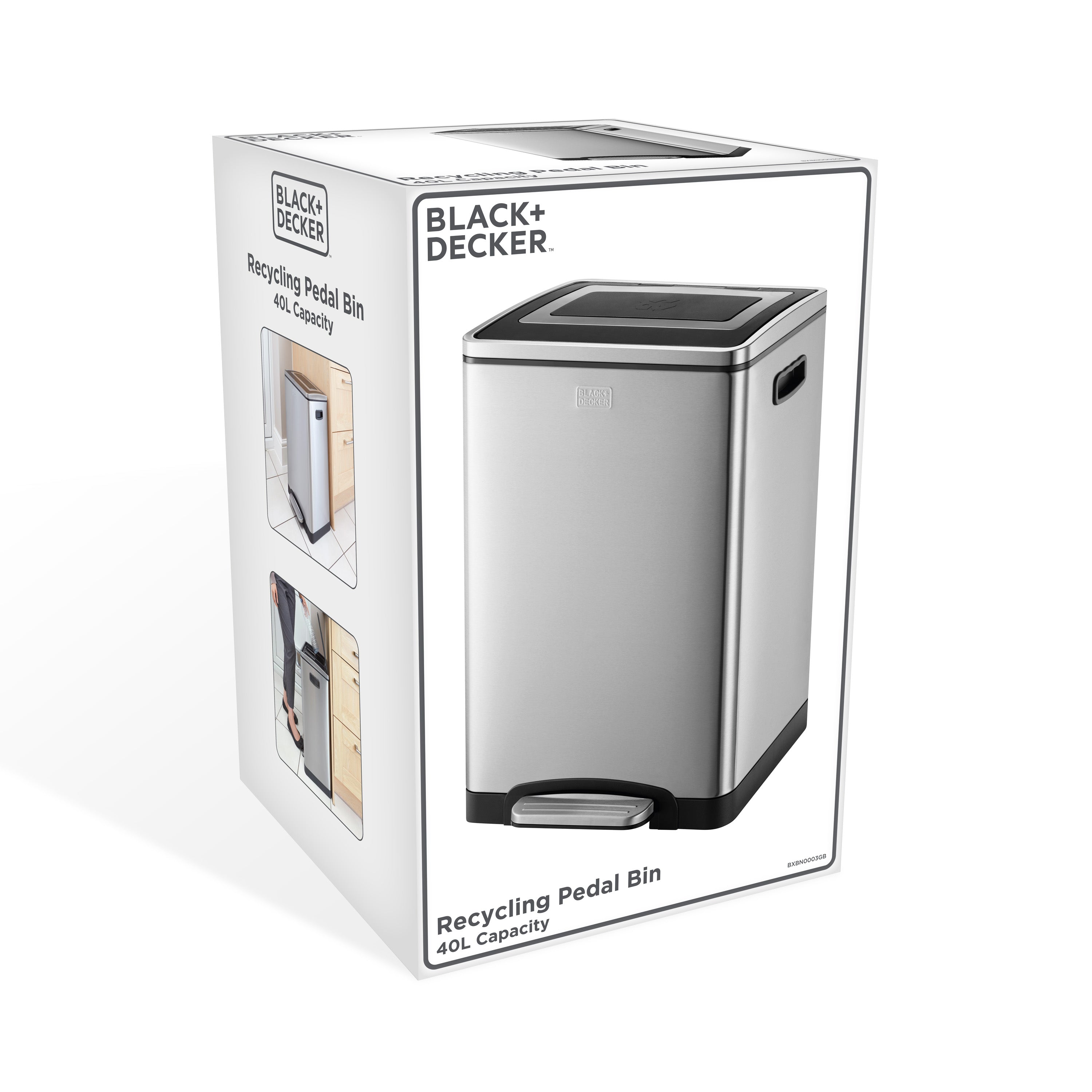 Black & Decker 30/40/50L Pedal Bin with Soft Close Lid Stainless Steel Kitchen