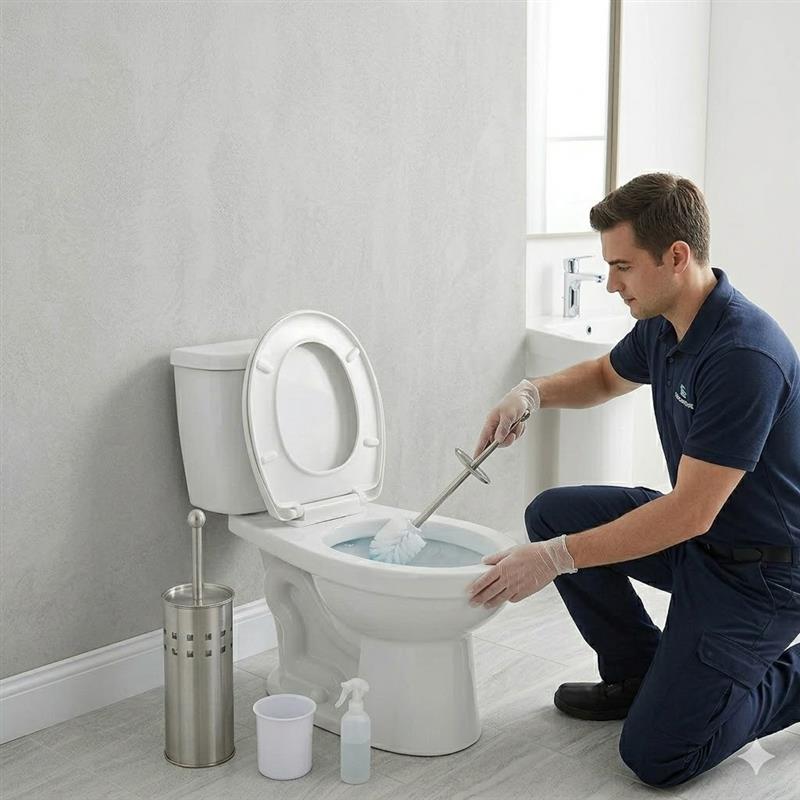 Toilet Brush with Holder Bathroom Cleaner Stainless Steel Grip Plastic Bristles
