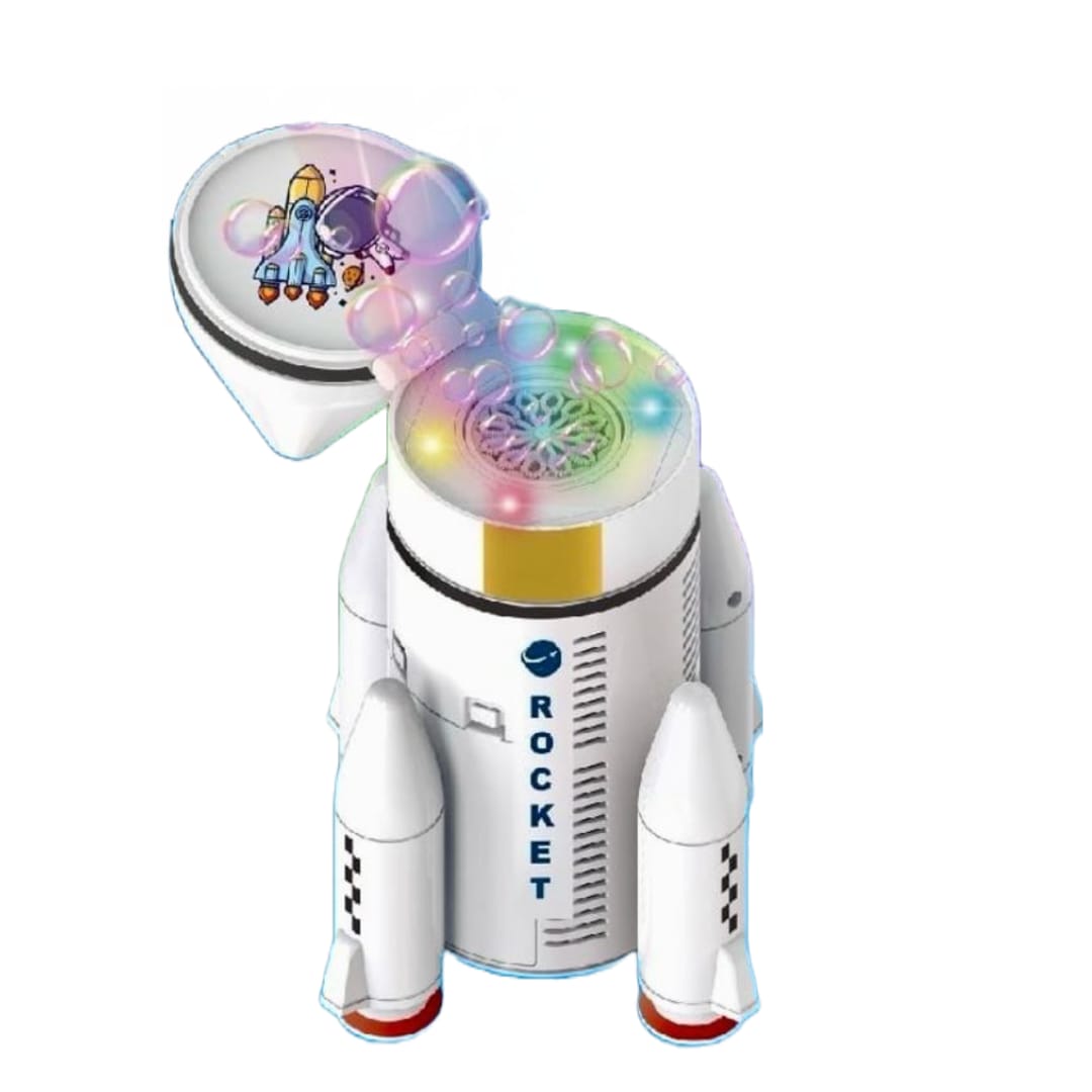 Space Rocket Bubble Machine Maker Automatic Bubble Blower Design Kids Toy