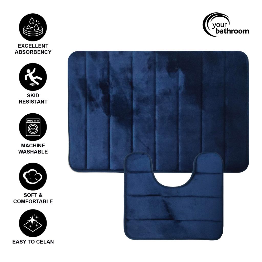 Bath & Toilet Mat Non-Slip Super Soft Memory Foam Absorbent Bathroom.