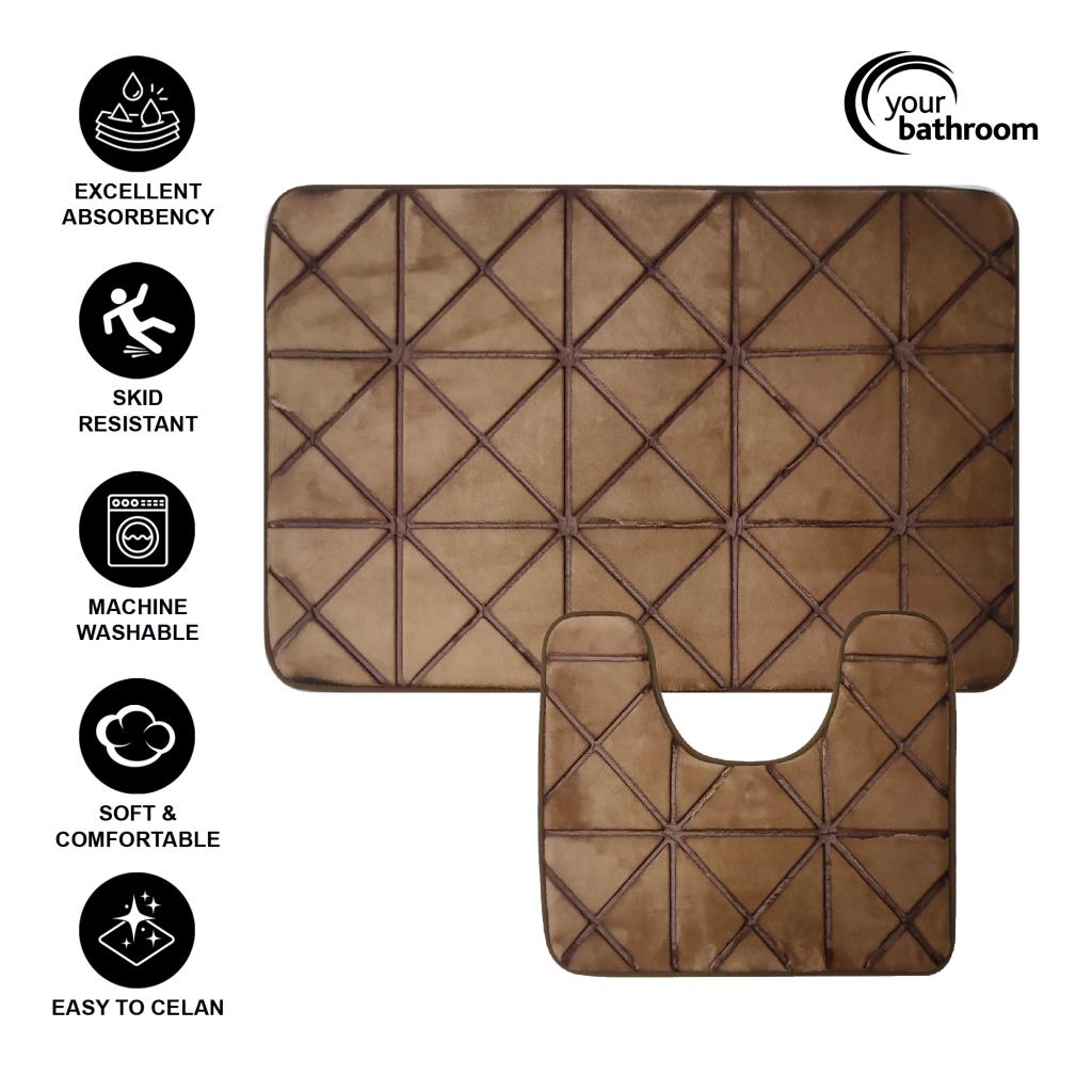 Bath & Toilet Mat Non-Slip Super Soft Memory Foam Absorbent Bathroom.