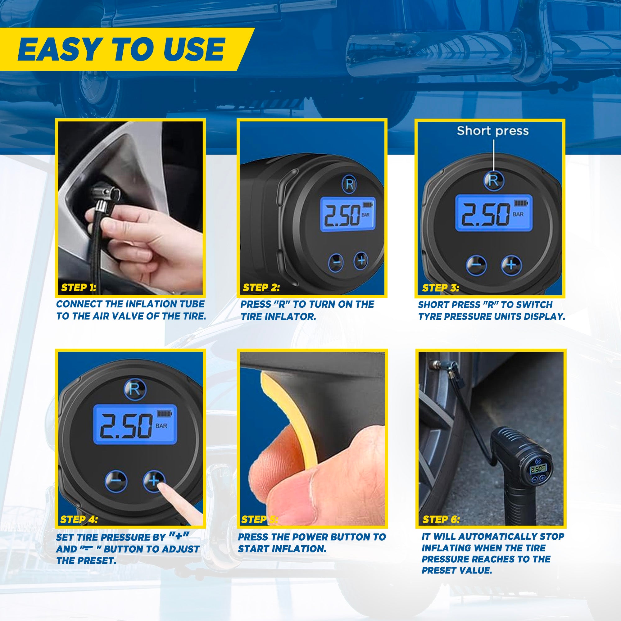 Goodyear Cordless Digital Display Car Tyre Inflator Compressor | No Wires |