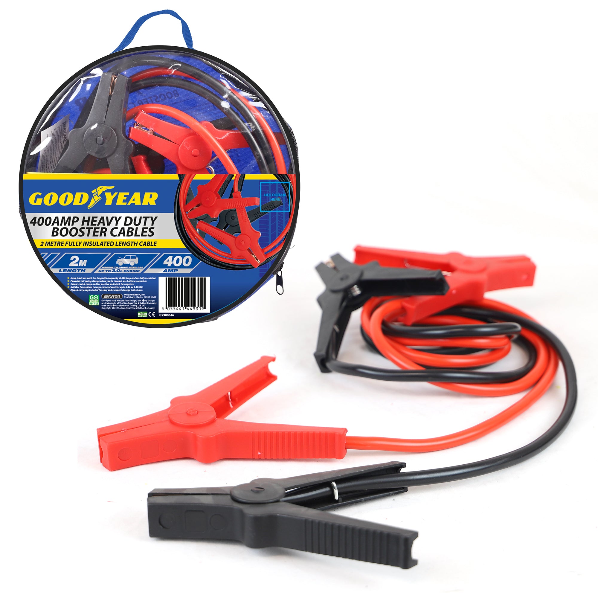 Goodyear 400AMP Starter Jump Leads 2m Car Bike Vehicle Jumper Booster Cables