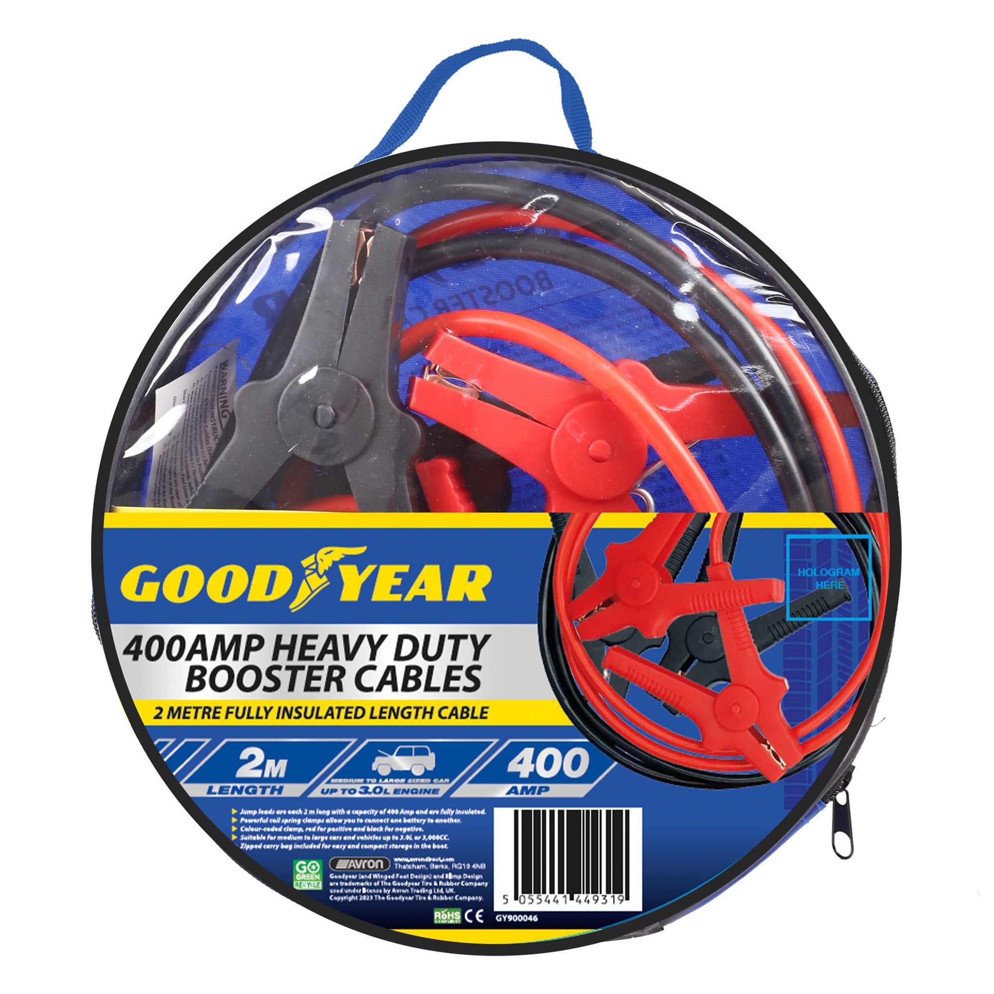 Goodyear 400AMP Starter Jump Leads 2m Car Bike Vehicle Jumper Booster Cables
