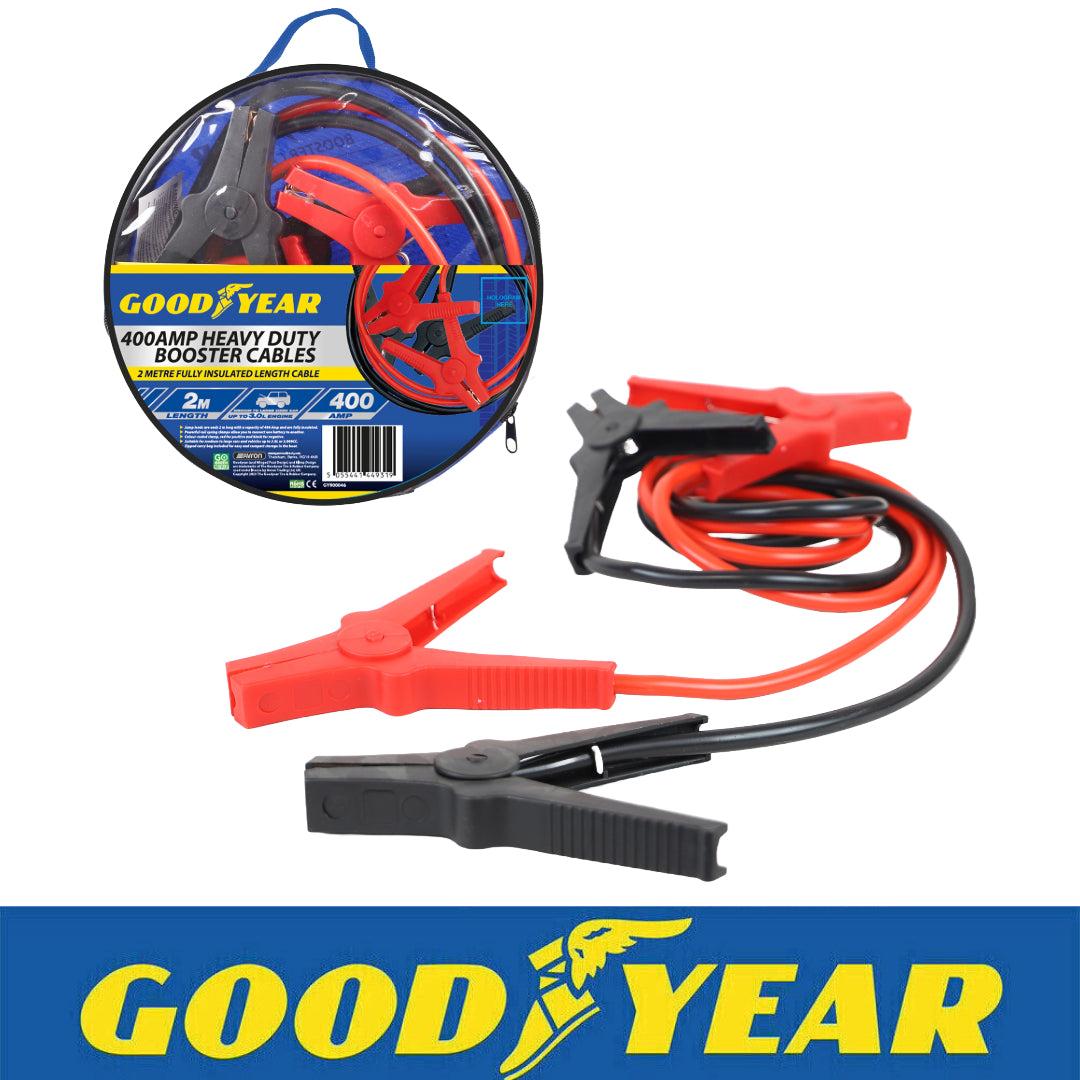 Goodyear 400AMP Starter Jump Leads 2m Car Bike Vehicle Jumper Booster Cables