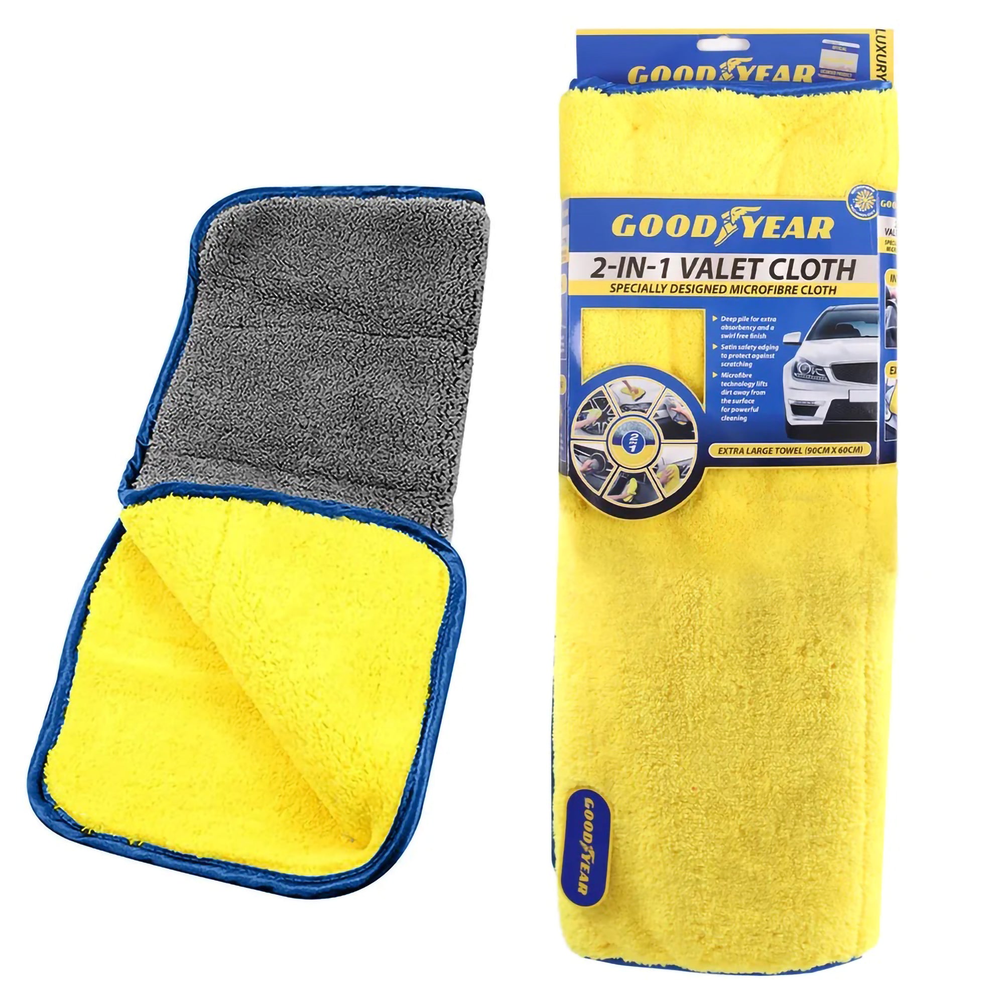 Goodyear Ultra Absorbent Pro Valet Car Wash Microfiber Cloth Cleaning XL 90x60cm