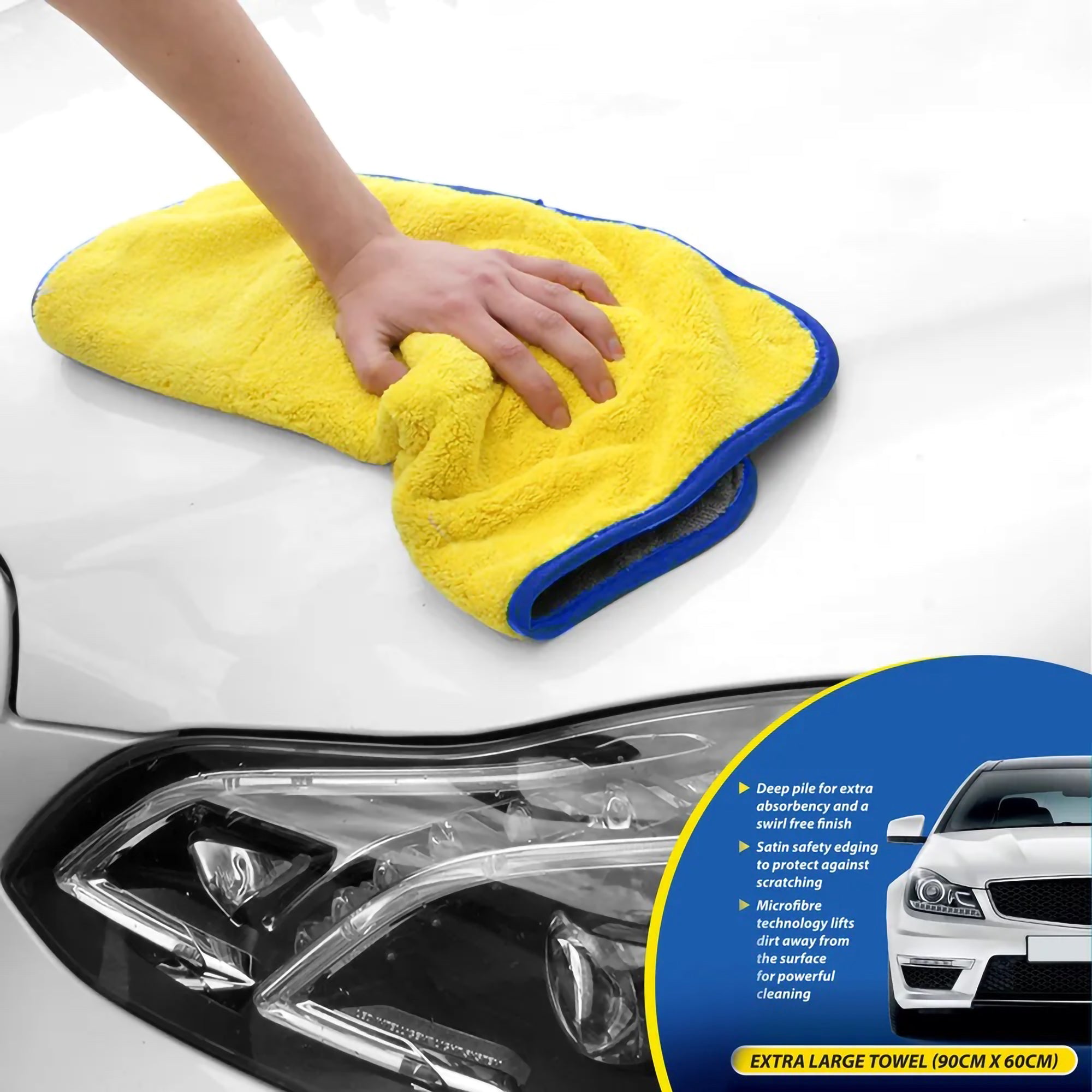 Goodyear Ultra Absorbent Pro Valet Car Wash Microfiber Cloth Cleaning XL 90x60cm