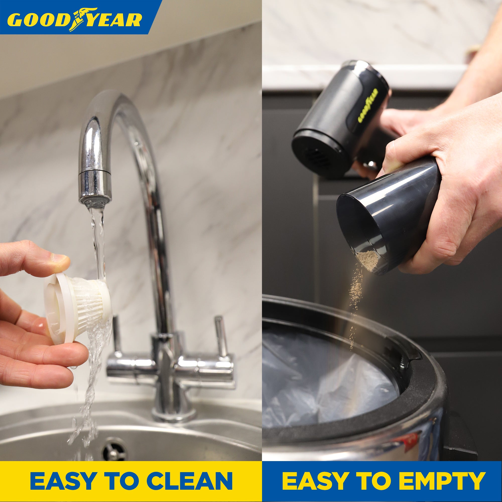 2-in-1 Goodyear Cordless Vacuum Air Duster USB Rechargeable Portable Bagless