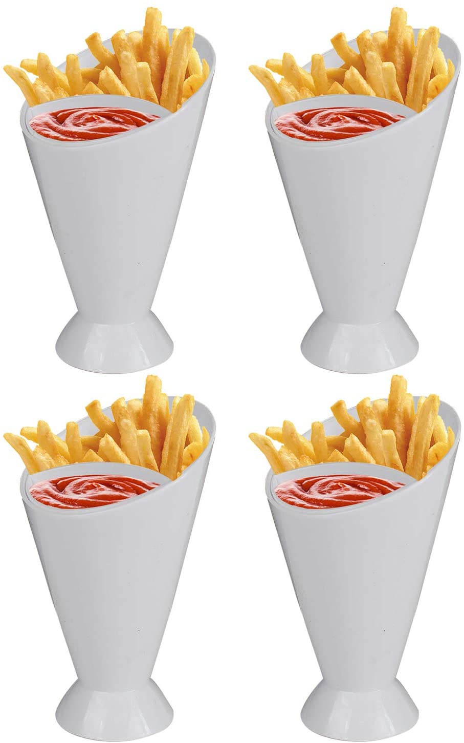 Chips French Fries & KetchUp Dipper Snack Holder Basket Stand Cones 2 Section UK