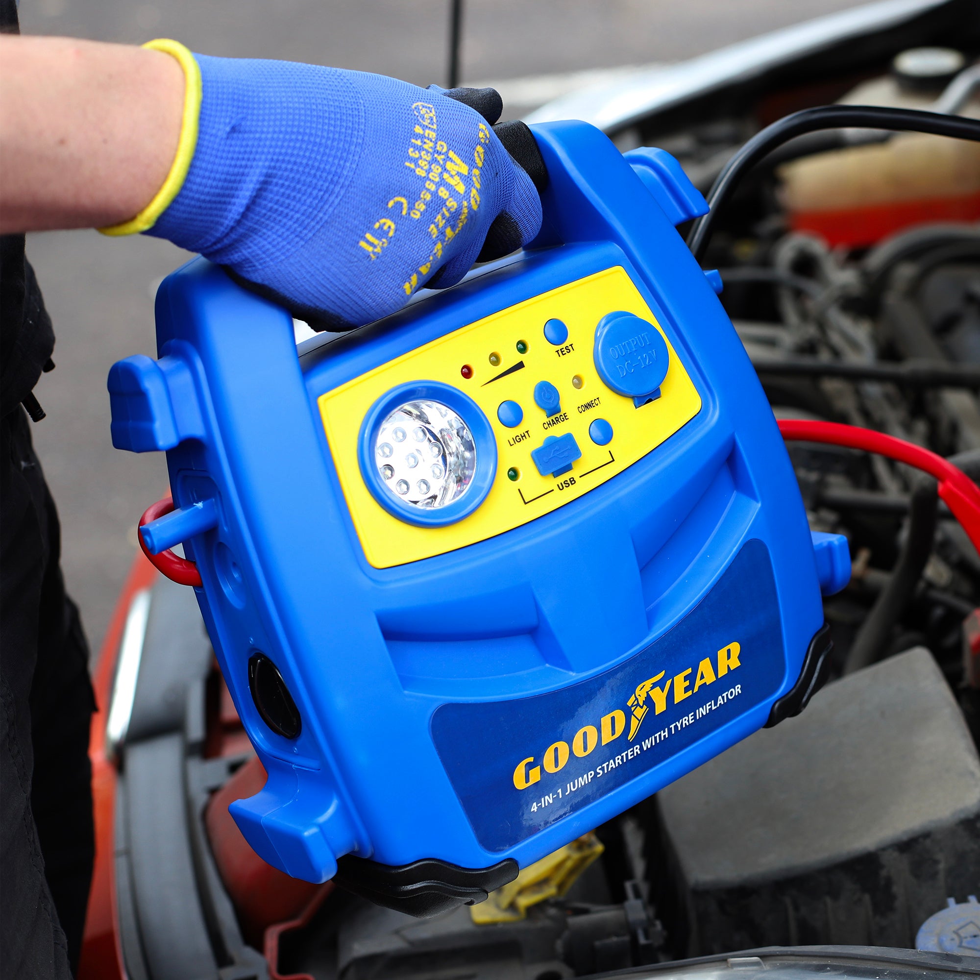 Goodyear 4-In-1 Car Battery Jump Starter|Tyre Inflator|Quick Charger|Power Bank