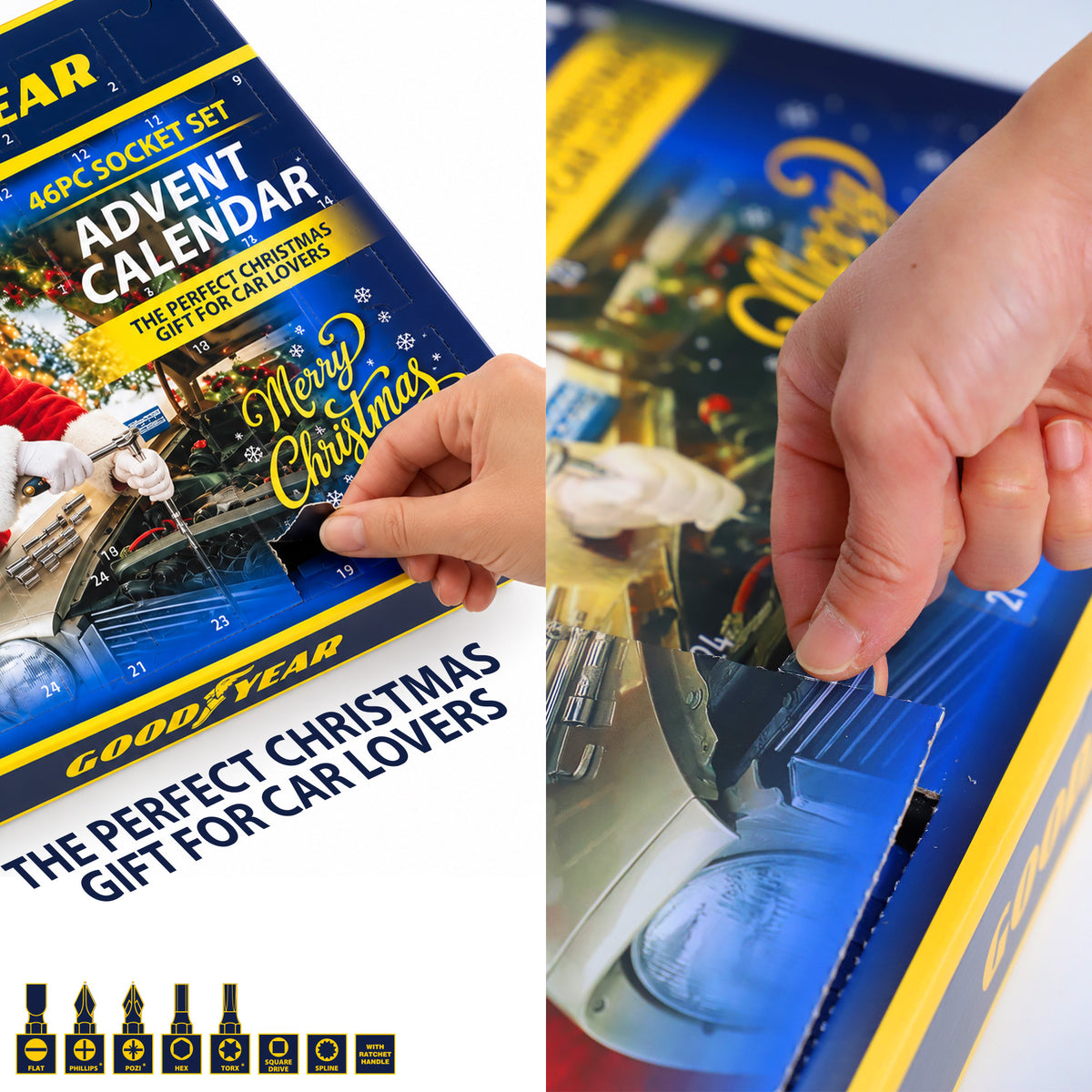 Goodyear 46pc Socket Set Advent Calendar Car Tool Kit Christmas Gift Mechanics