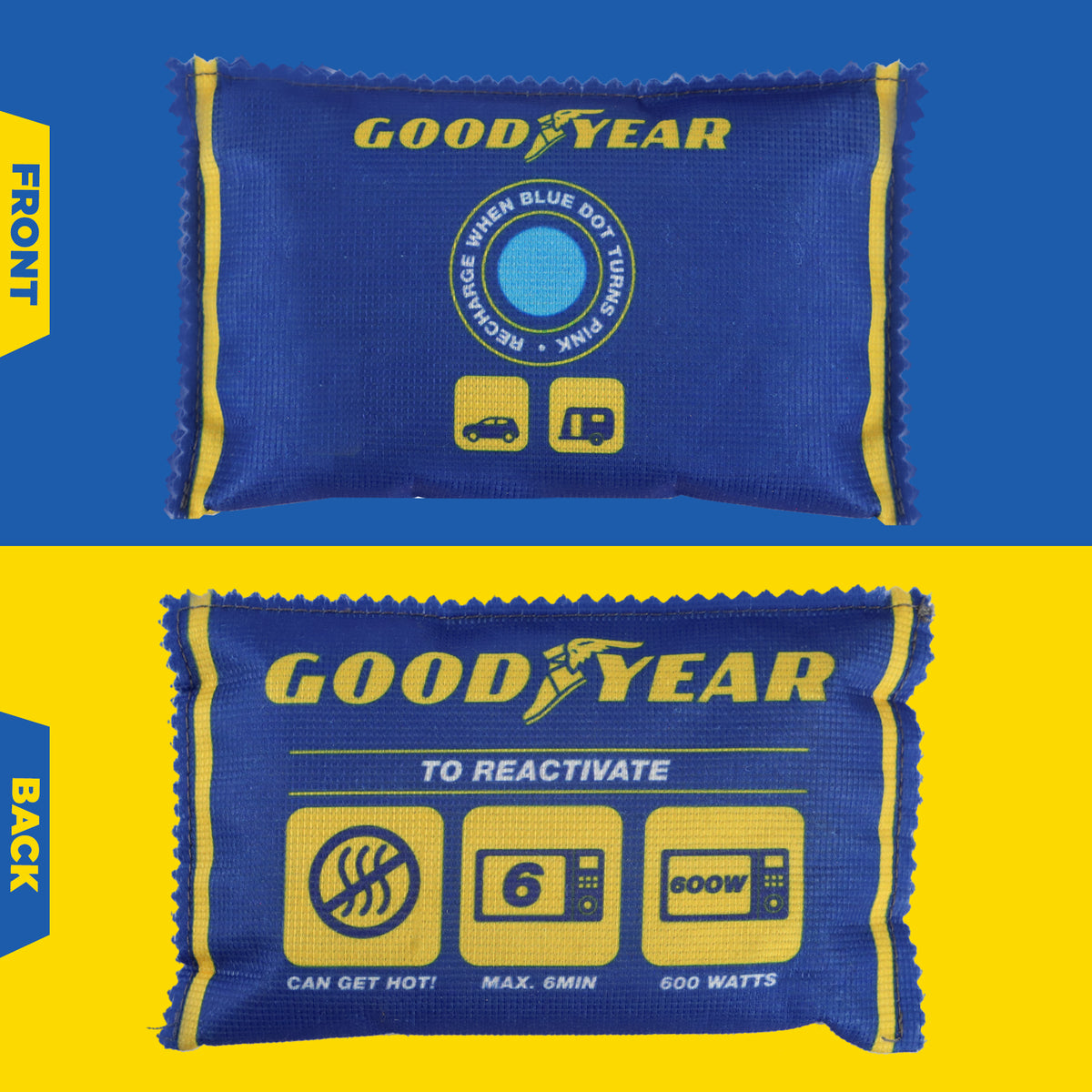 Goodyear 2 Pack Car Dehumidifier Bags Reusable Moisture Damp Absorber Anti Mist