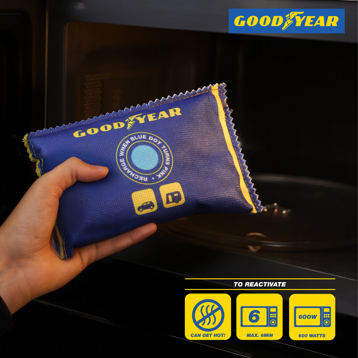 Goodyear 2 Pack Car Dehumidifier Bags Reusable Moisture Damp Absorber Anti Mist