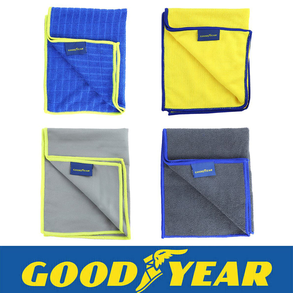 12Pcs Goodyear Microfibre Car Cloth Set Wash Buff Cleaning Drying Towel 40x30cm