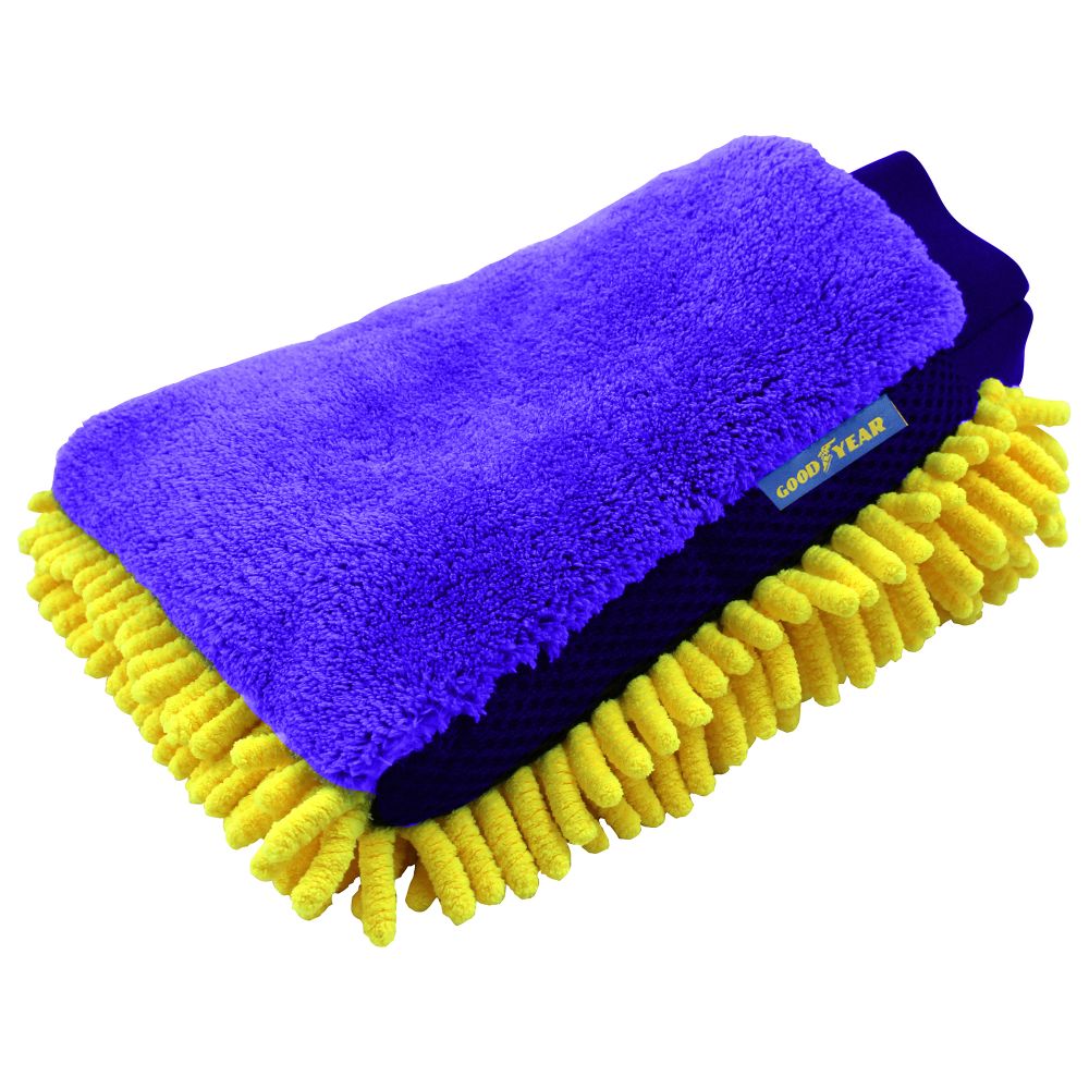 2Pcs Goodyear 2in1 Noodle Car Wash Mitt Microfibre Defogging Cleaning Polishing