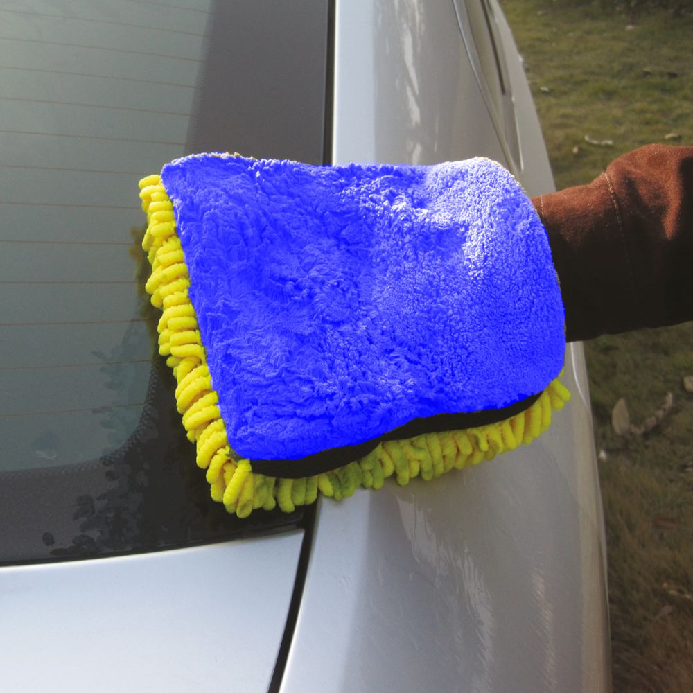 2Pcs Goodyear 2in1 Noodle Car Wash Mitt Microfibre Defogging Cleaning Polishing