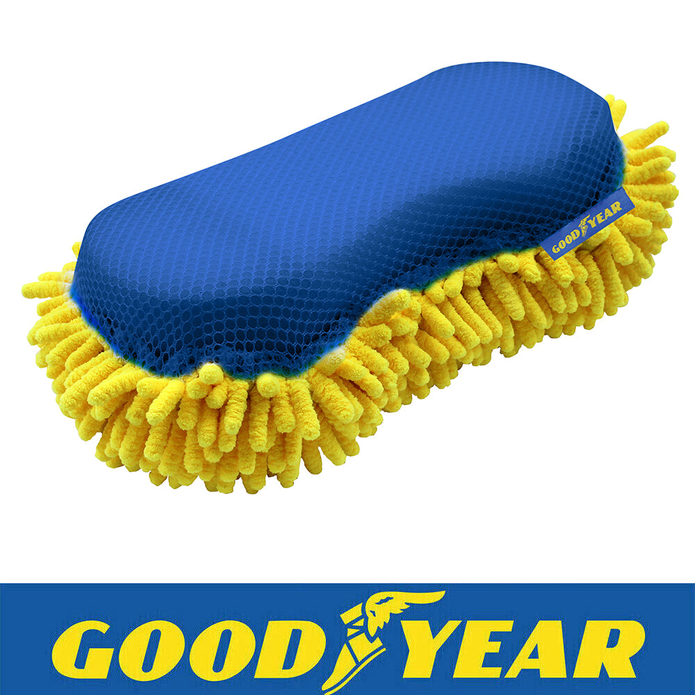 2Pcs Goodyear 2 in 1 Microfibre Noodle Sponge Valet Car Wash Cleaning Mesh Pad