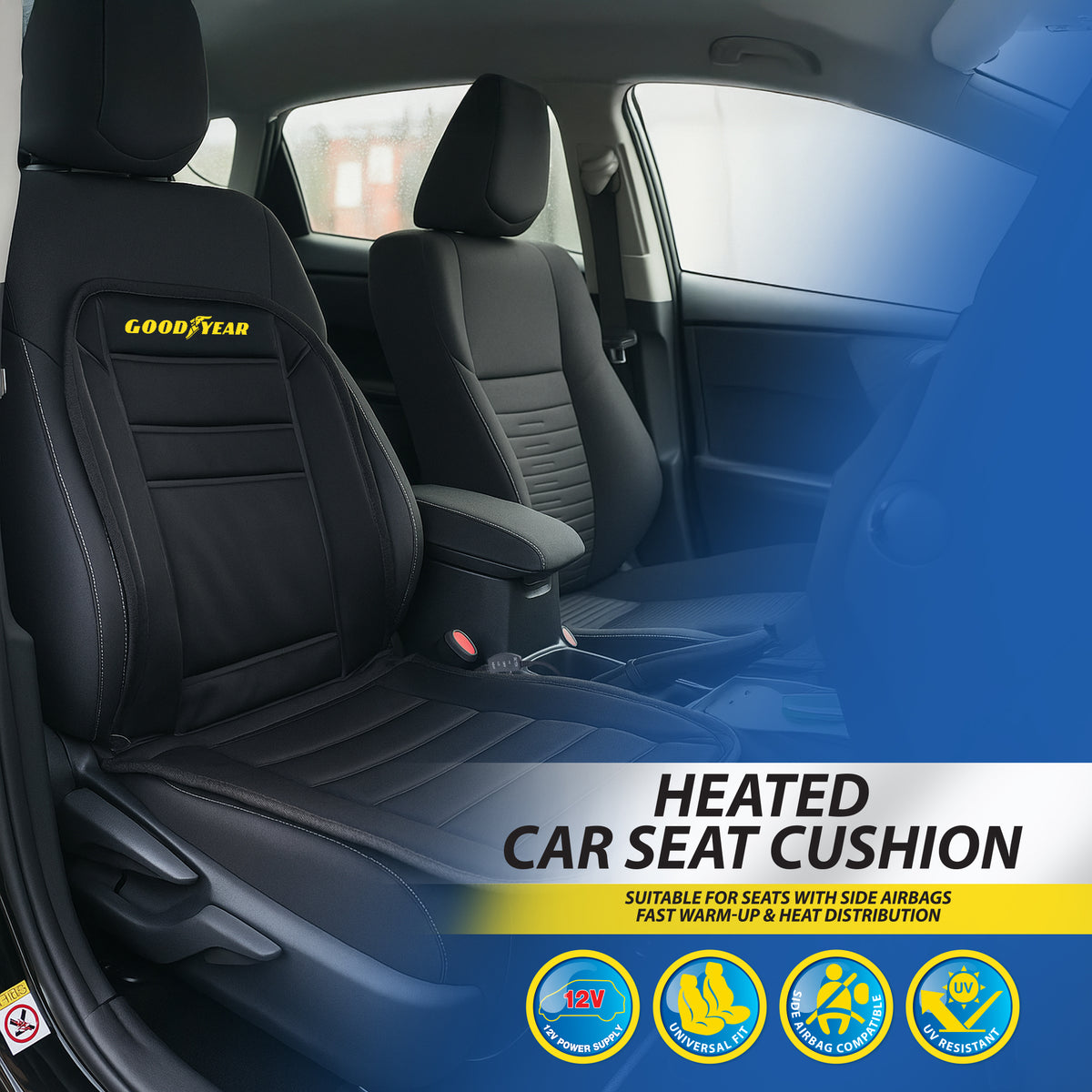 Goodyear Luxury Heated Car Seat Cushion Heater Aftermarket Universal Fit 12V