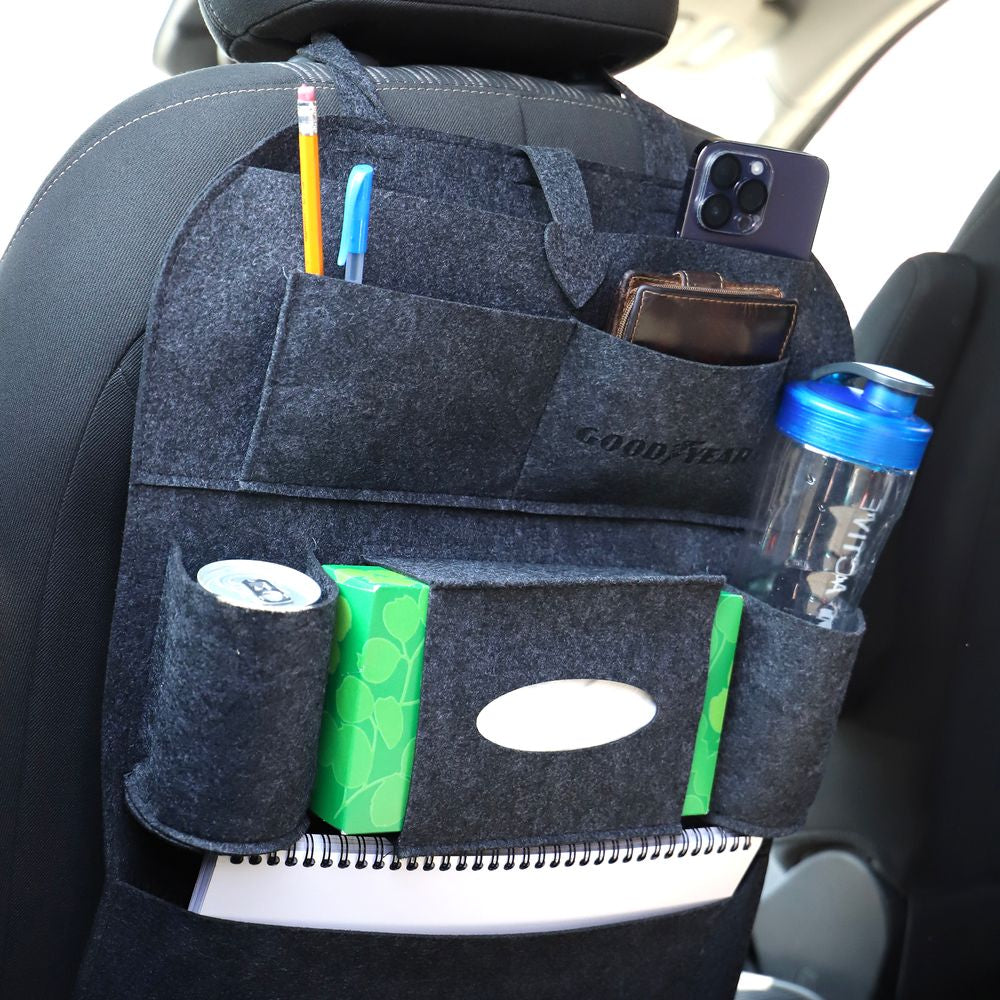 Goodyear Car Seat Back Storage Bag Organizer Pocket Tablet Holder Universal Hook